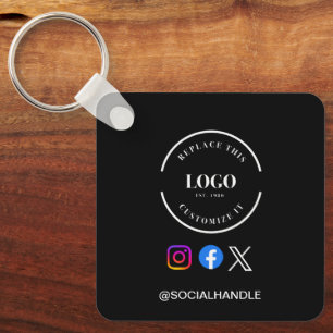 Custom logo Social Media handle QR code website  Key Ring