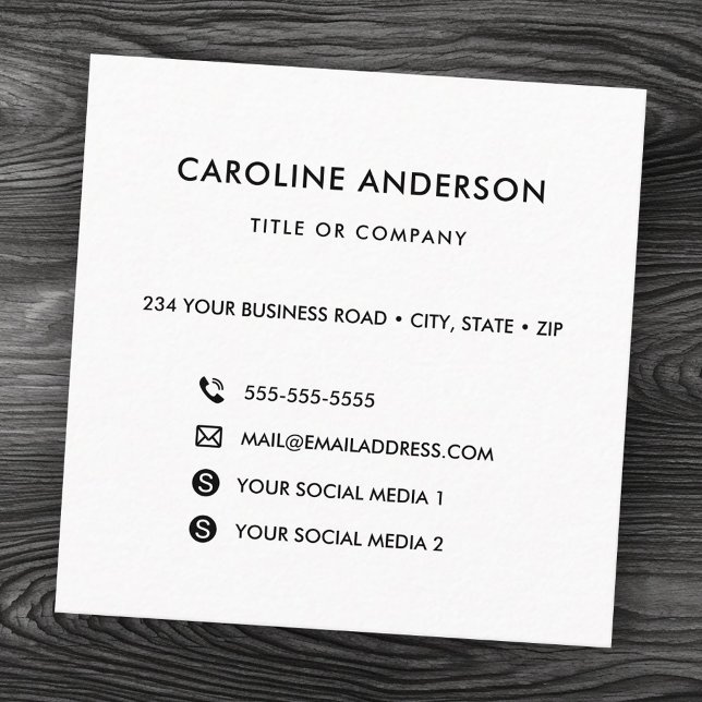 Custom logo social media icons networking square business card (Custom logo social media icons networking square business card)