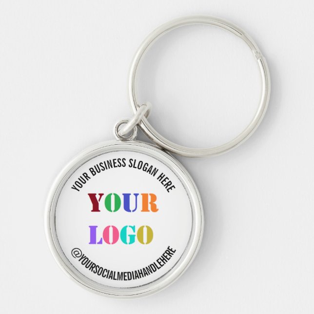 Custom Logo Social Media Promo Business Keychain (Front)