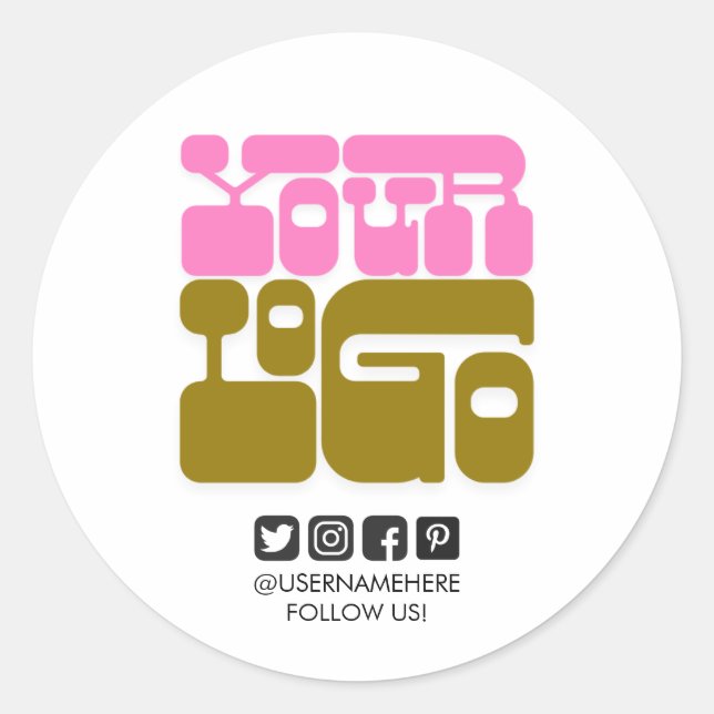 Custom Logo Social Media Round Sticker – Business  (Front)