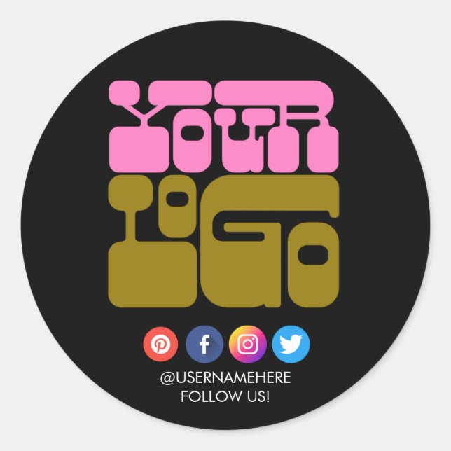 Custom Logo Social Media Round Sticker – Business  (Front)