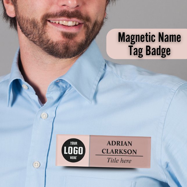 Custom Logo Soft Pink Magnetic Name Tag Badge (Custom Logo Soft Pink Magnetic Name Tag Badge)