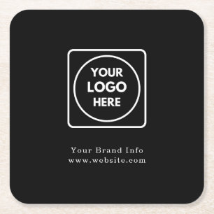 Custom Logo Square Paper Coaster Modern Business