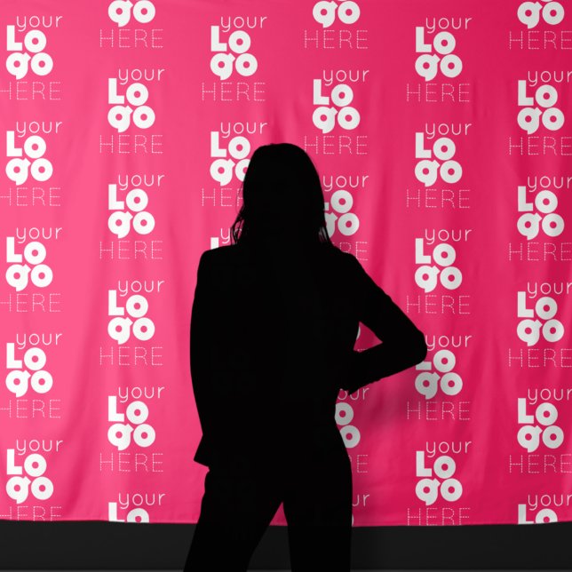 Custom Logo Step + Repeat Hot Pink Photo Backdrop Tapestry (Creator Uploaded)