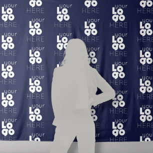 Custom Logo Step Repeat Navy Photo Booth Backdrop Tapestry