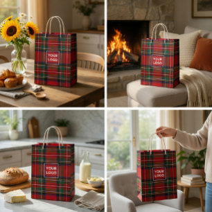 Custom Logo Tartan Paper Gift Bag