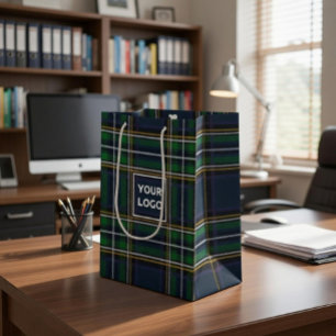 Custom Logo Tartan Paper Gift Bag