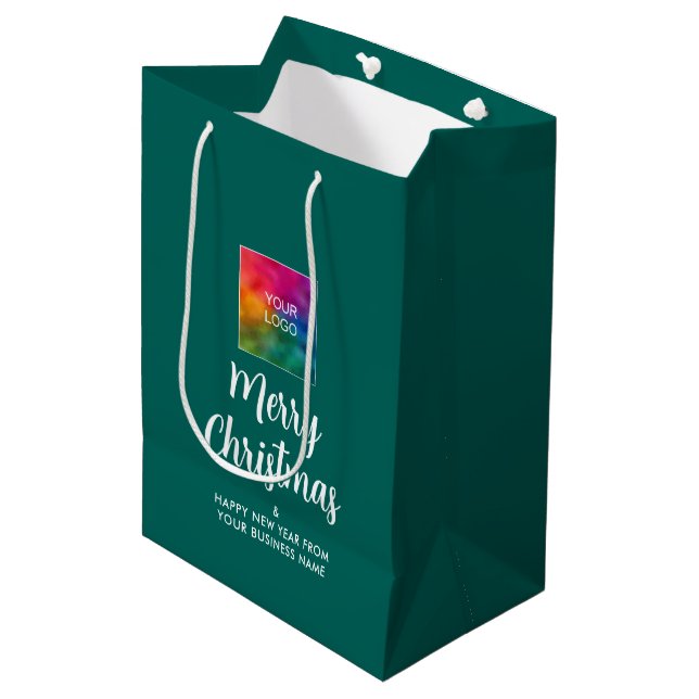 Custom Logo Template Merry Christmas Promotional Medium Gift Bag (Front Angled)