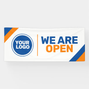 custom logo template we are open business banner