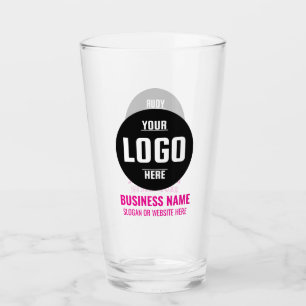 Custom Logo & Text 16oz Pink Personalized Beer Glass