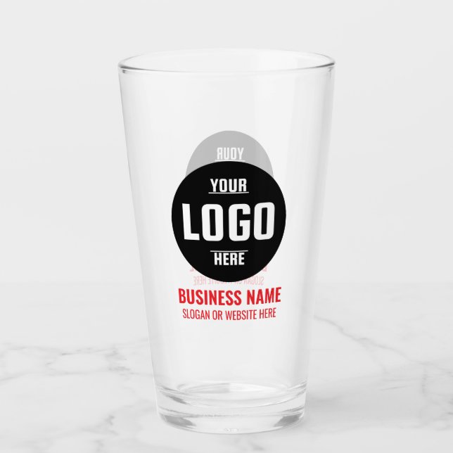 Custom Logo & Text 16oz Red Personalised Beer Glass (Front)