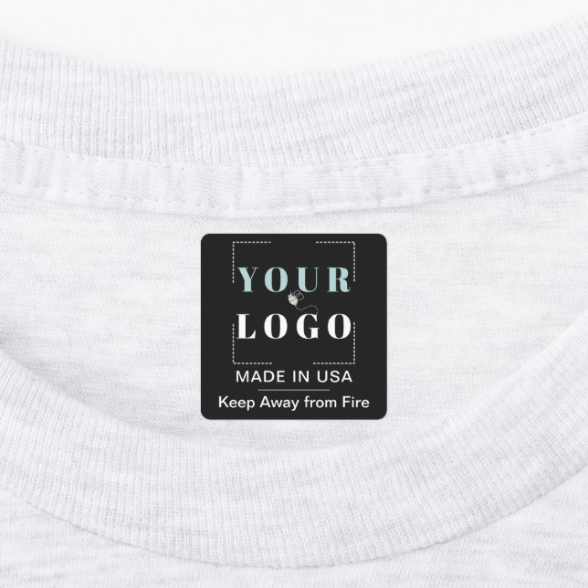 Custom Logo Text and Country Square Black Clothing (Affixed)