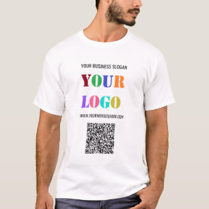 Custom Logo Text and QR Code Business T-Shirt