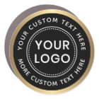 Custom logo text black or any colour golden border