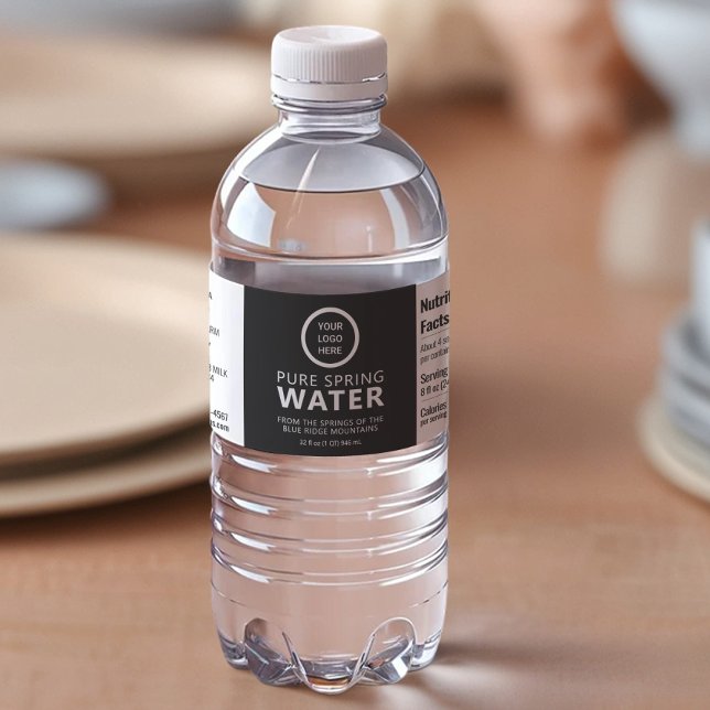 Custom Logo Text Black Water Bottle Prime Label (Creator Uploaded)