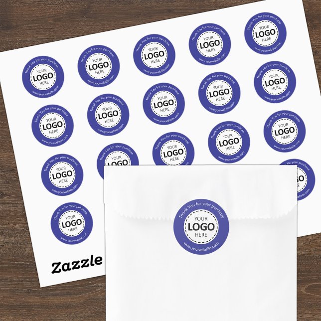 Custom Logo / Text Blue Round Stickers Sheet (Creator Uploaded)