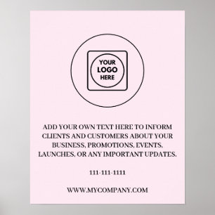Custom Logo Text Branding Blush Pink Aesthetic  Poster