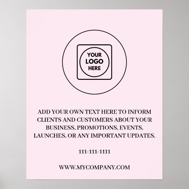 Custom Logo Text Branding Blush Pink Aesthetic  Poster (Front)