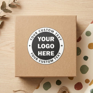 Custom Logo Text Business Branding Classic Round Sticker