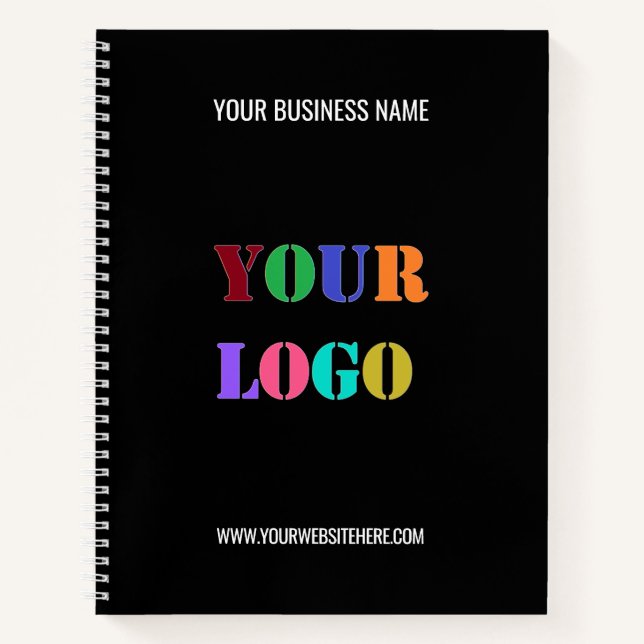 Custom Logo Text Business Notebook Your Colours (Front)