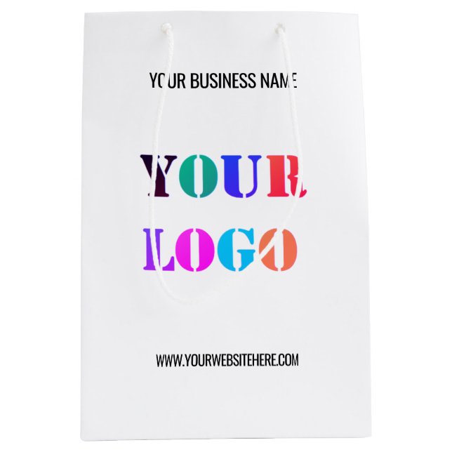 Custom Logo Text Business Paper Shopping Bag (Front)