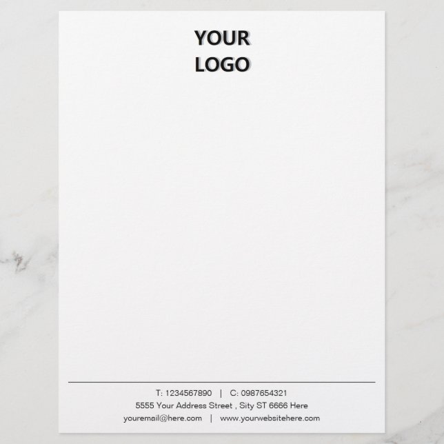 Custom Logo Text Contact Info Business Letterhead (Front)