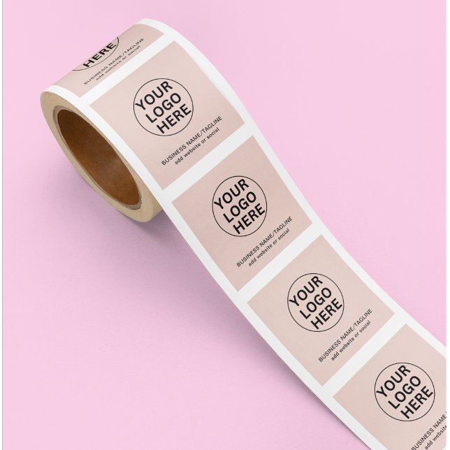 Custom Logo & Text l Promotional Blush Pink  Square Sticker (Creator Uploaded)