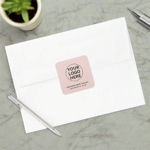 Custom Logo & Text l Promotional Blush Pink  Square Sticker