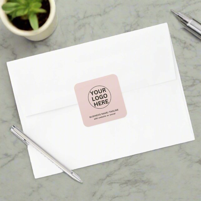Custom Logo & Text l Promotional Blush Pink  Square Sticker (Creator Uploaded)
