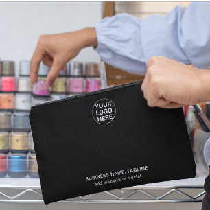 Custom Logo & Text l Promotional Business Black Accessory Pouch