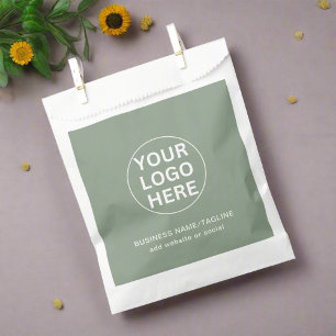 Custom Logo & Text l Sage Green Branded Business Favour Bags