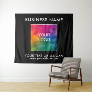 Custom Logo Text Party Event Seminar Horizontal Tapestry