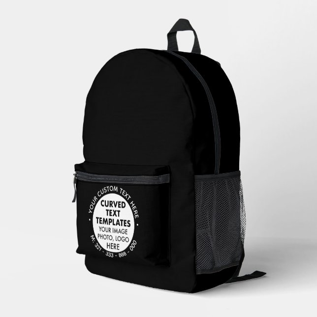 Custom Logo Text Promotional BLACK Backpack (Back Corner Right)