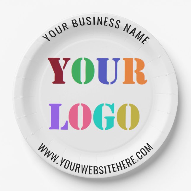Custom Logo Text Promotional Business Paper Plates (Front)
