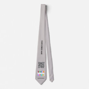 Custom Logo Text QR Code Branded Neck Tie Example