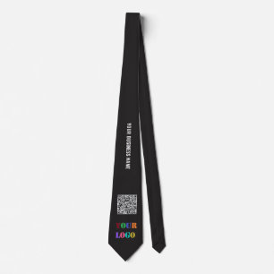 Custom Logo Text QR Code Branded Neck Tie Example