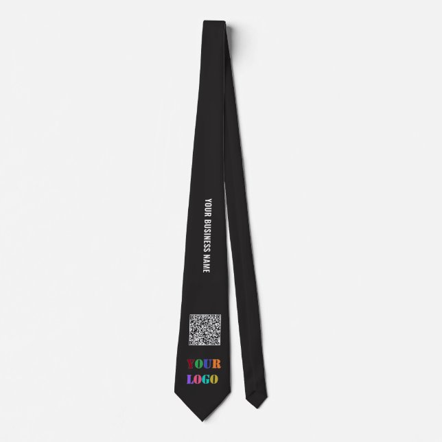 Custom Logo Text QR Code Branded Neck Tie Example (Front)