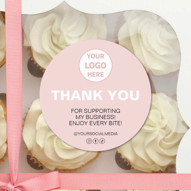 Custom Logo Thank You Bakery Business  Classic Round Sticker (Custom Logo Thank You Bakery Business Classic Round Sticker)