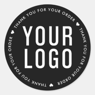 Custom Logo Thank You For Your Order Black Classic Round Sticker