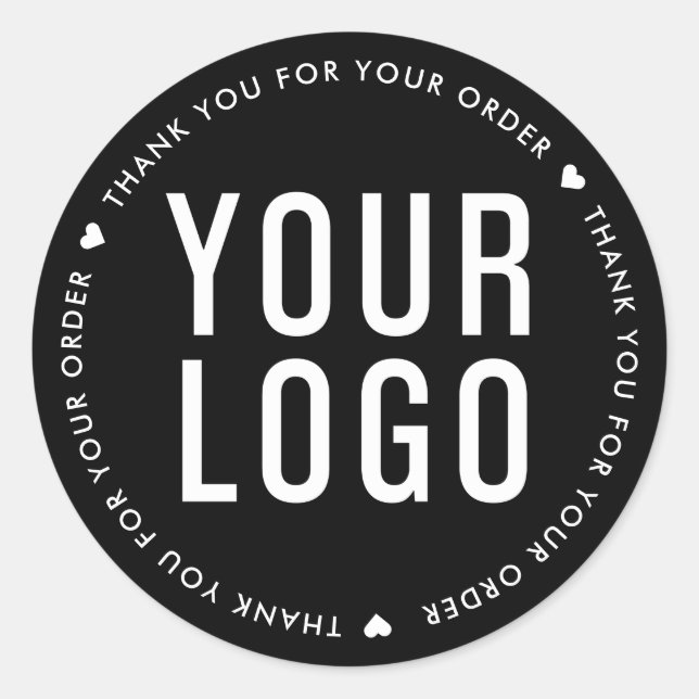 Custom Logo Thank You For Your Order Black Classic Round Sticker (Front)