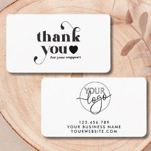 Custom Logo Thank You For Your Support Retro  Business Card