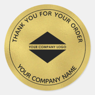 Custom Logo   Thank You Gold Classic Round Sticker