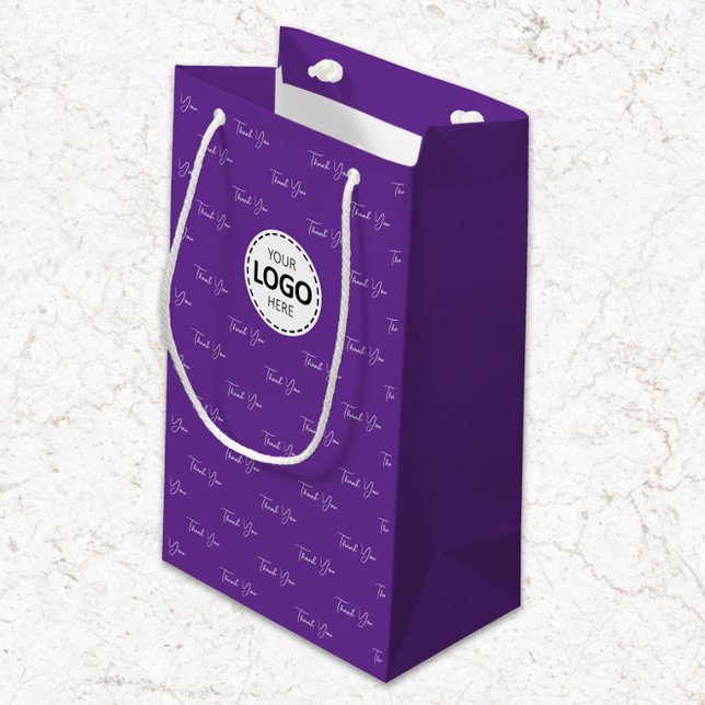 Custom Logo Thank You Pattern Purple Small Gift Bag (Creator Uploaded)