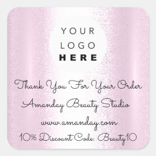 Custom Logo Thank You Shopping Discount Code Glam Square Sticker