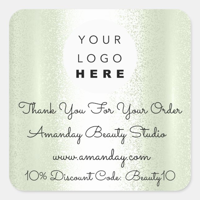 Custom Logo Thank You Shopping Discount Code Mint Square Sticker (Front)