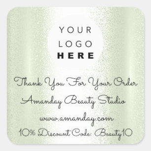 Custom Logo Thank You Shopping Discount Code Mint Square Sticker