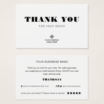 Custom Logo Thank You Small Business Packing Card