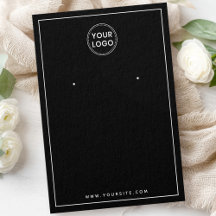 Custom logo thin border black earring display card