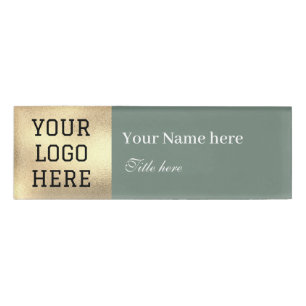 Custom Logo Title Simple Sage Green Business Name Tag