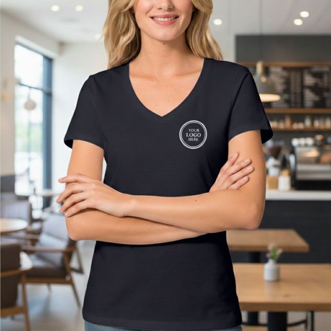 Custom Logo V-Neck T-shirt – Personalized Company  (Creator Uploaded)